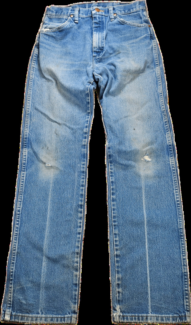 Wrangler 13MWZPW Men's Distressed Blue Jeans 29x34 100% Cotton Cowboy Cut Denim